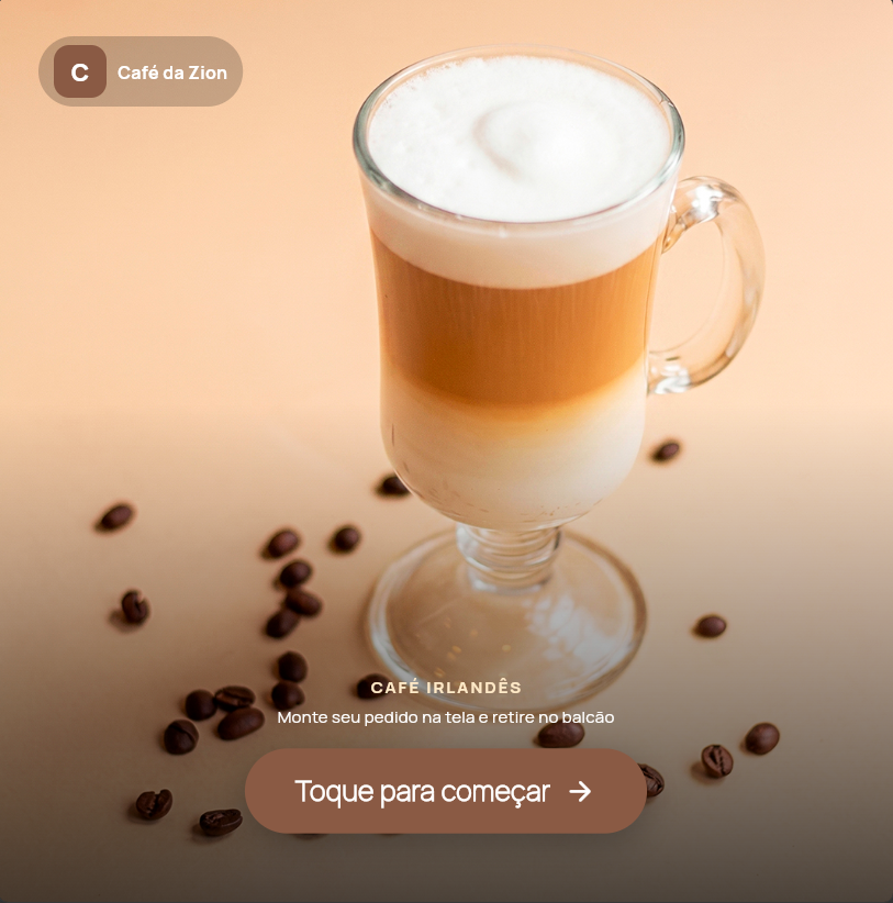 Tela de atração com um cappuccino em camadas.